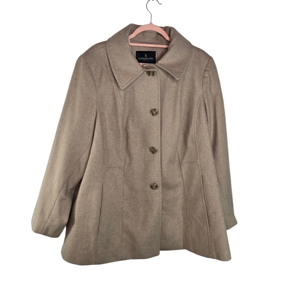 London Fog Jackets & Blazers - London Fog sand wool womens pea coat plus 1x